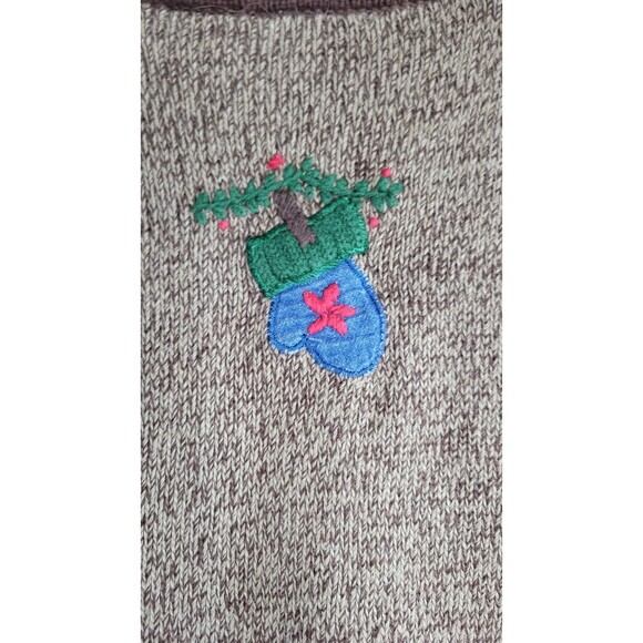 Vintage Y2K Bobbie Brooks Holiday Sweater Vest Medium Brown Flax Knit - Picture 7 of 7